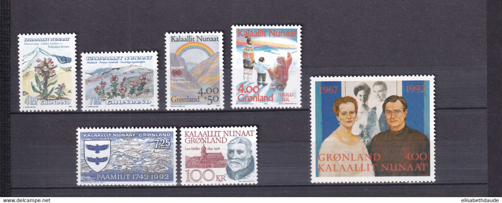 GROENLAND - ANNEE COMPLETE 1992 - YVERT N°211/217 ** MNH - COTE = 61.5 EUR - - Full Years