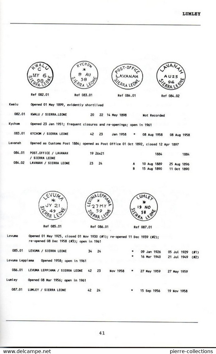 WALTON - The Postmarks Of Sierra Leone (1854-1961) - Cancellations