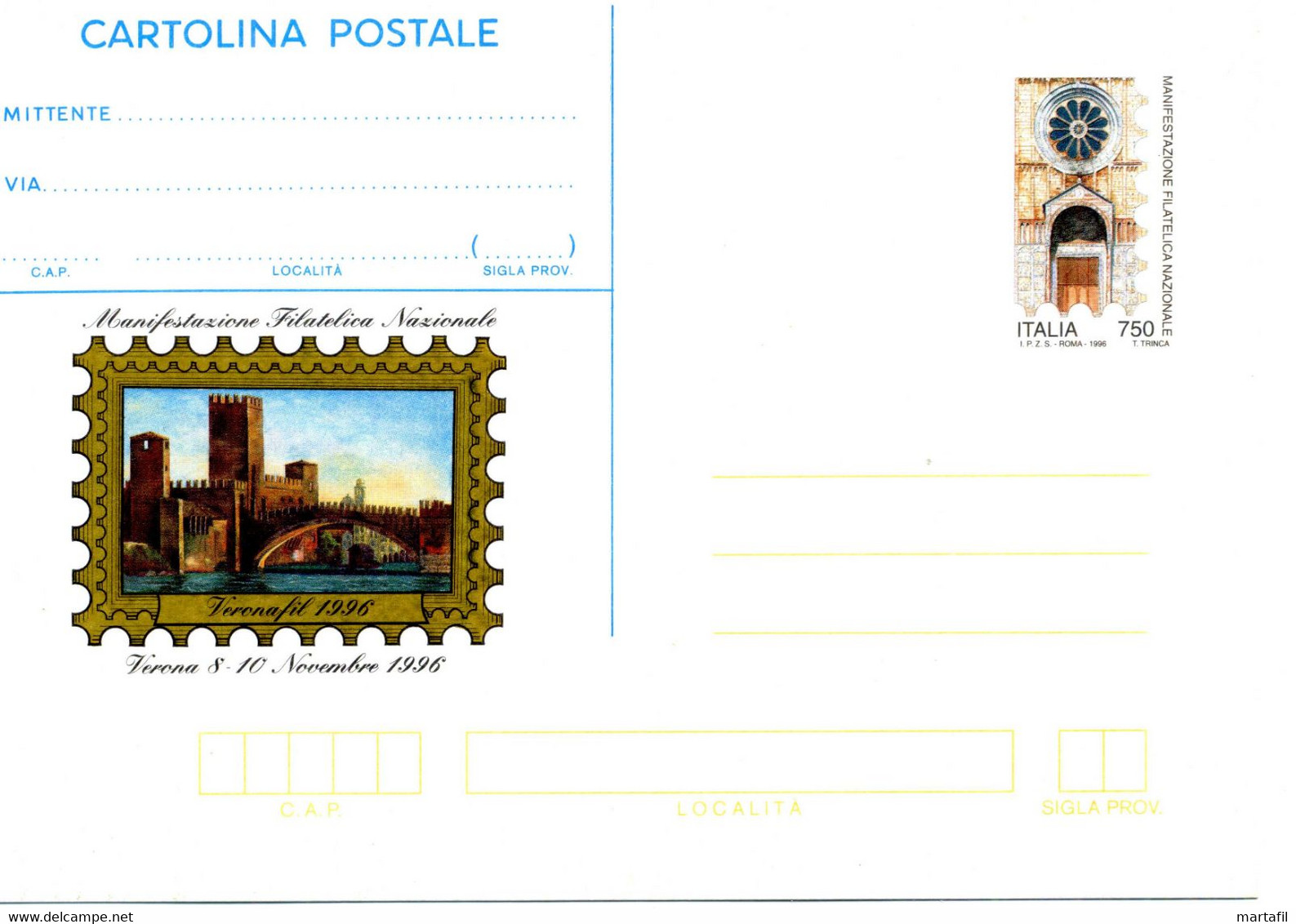 1996 Interi Postali C232 NUOVO Verona '96 - Entiers Postaux