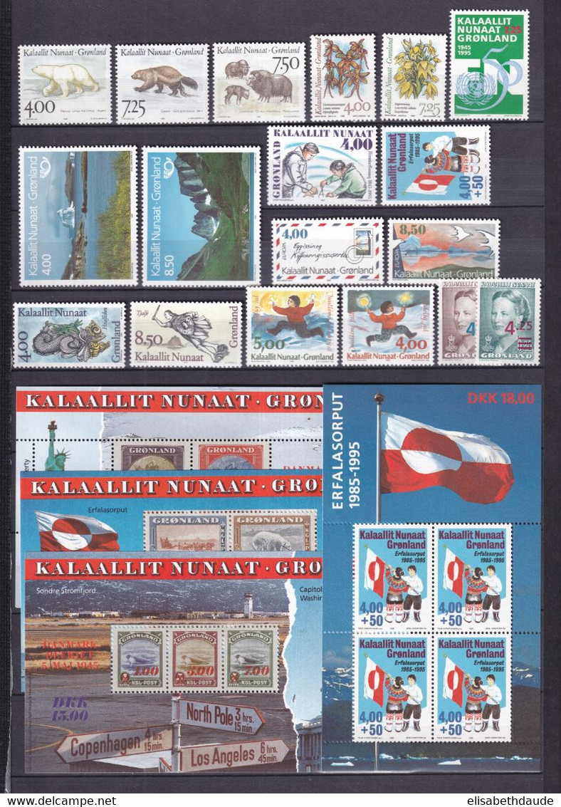 GROENLAND - ANNEE COMPLETE 1995 - YVERT N°244/261 + BLOCS 6/9 ** MNH - COTE = 106.5 EUR - - Annate Complete