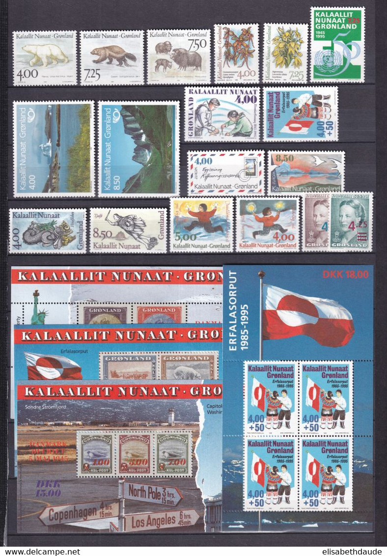 GROENLAND - ANNEE COMPLETE 1995 - YVERT N°244/261 + BLOCS 6/9 ** MNH - COTE = 106.5 EUR - - Años Completos