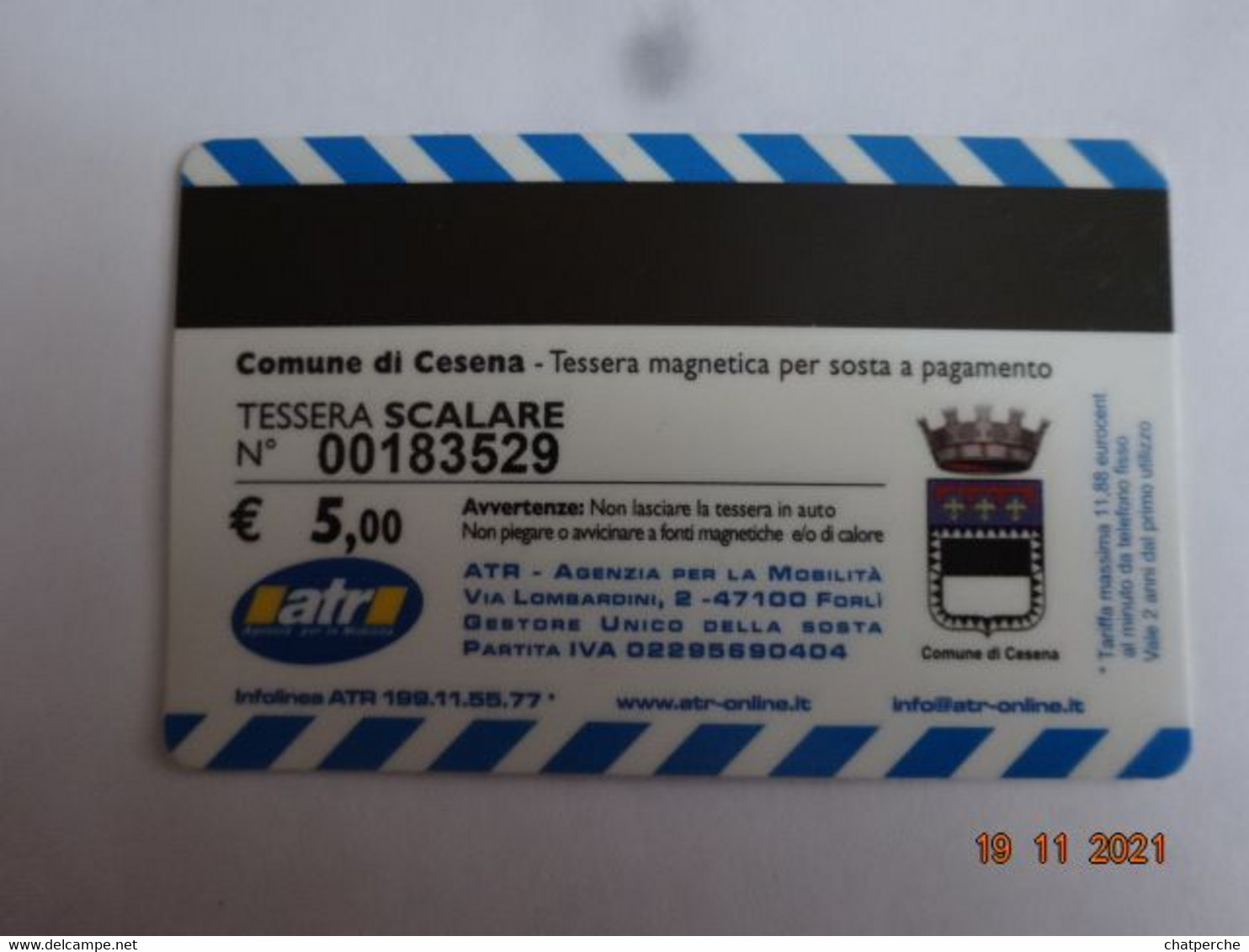 ITALIE ITALIA CARTE STATIONNEMENT BANDE MAGNÉTIQUE PARKIBG CARD COMMUNE DI CESANA - Verzamelingen