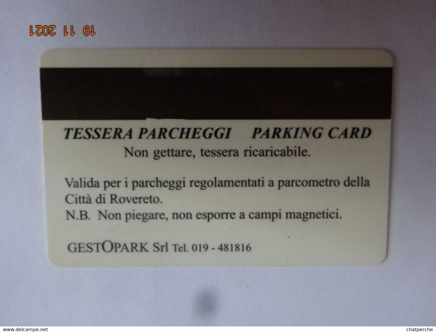 ITALIE ITALIA CARTE STATIONNEMENT BANDE MAGNÉTIQUE PARKIBG CARD ROVERTO MUSEO GALLERIA F. DEPERO - Collezioni
