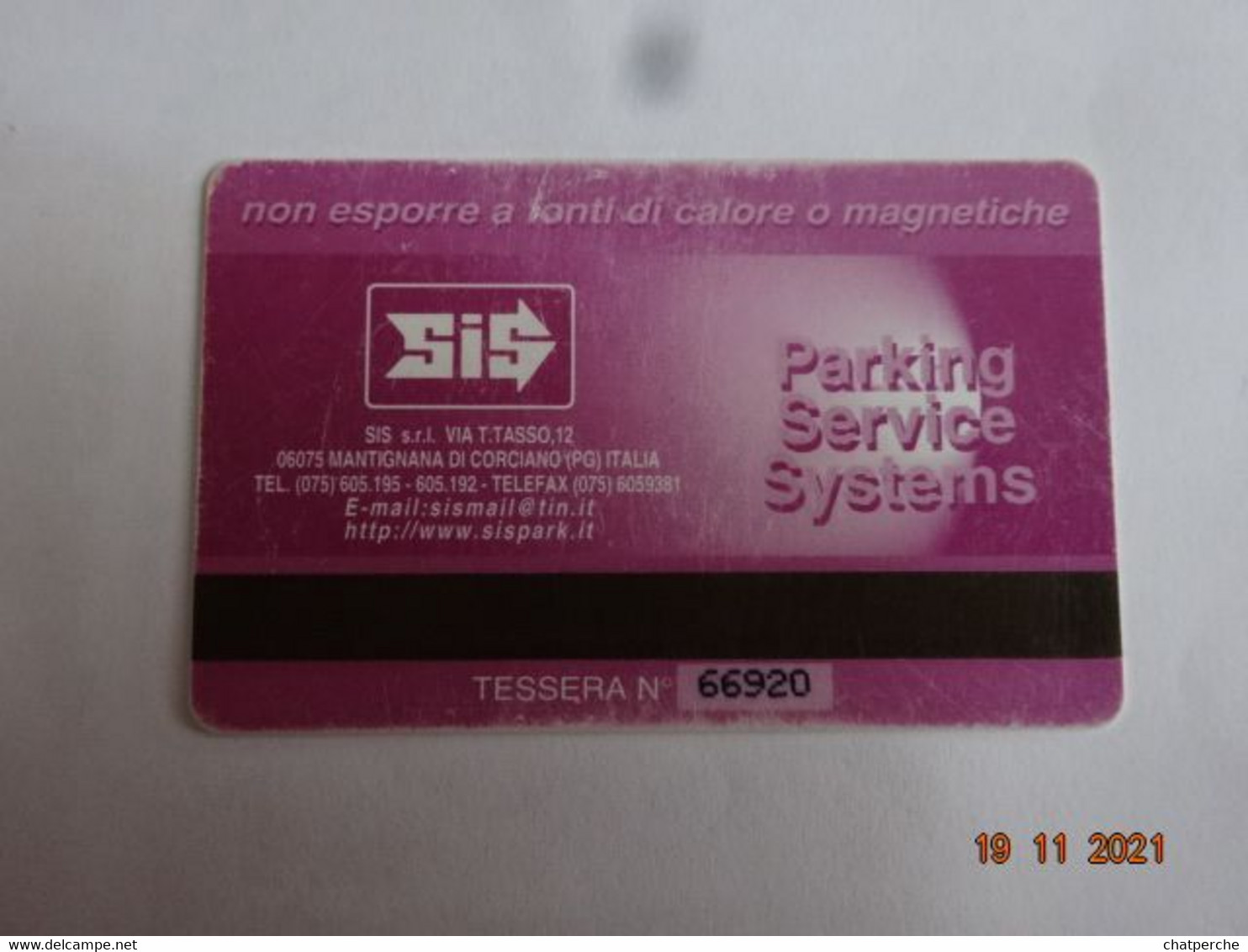 ITALIE ITALIA CARTE STATIONNEMENT BANDE MAGNÉTIQUE PARKIBG CARD 3.000 - Collezioni