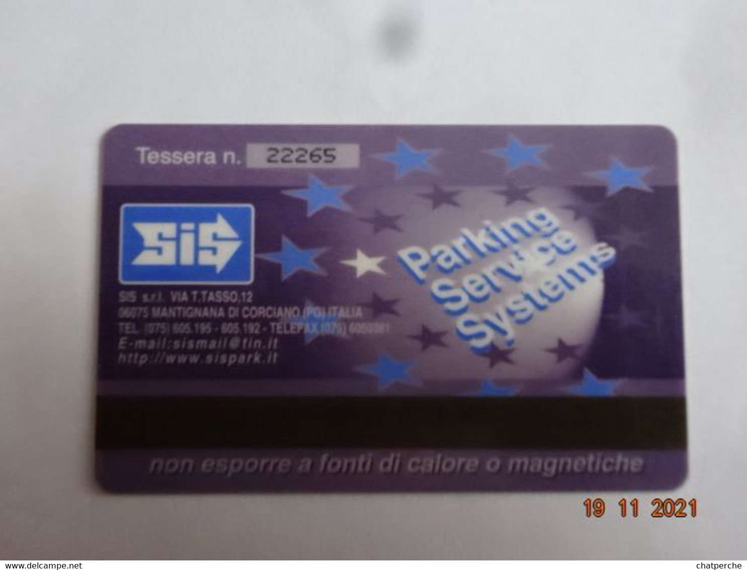 ITALIE ITALIA CARTE STATIONNEMENT BANDE MAGNÉTIQUE PARKIBG CARD 3.00  € - Collections