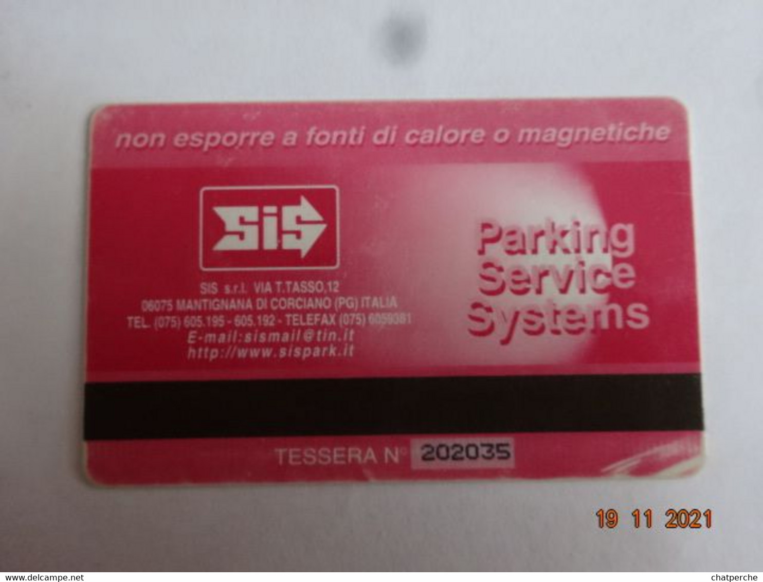 ITALIE ITALIA CARTE STATIONNEMENT BANDE MAGNÉTIQUE PARKIBG CARD 10.000 LIRES - Collections