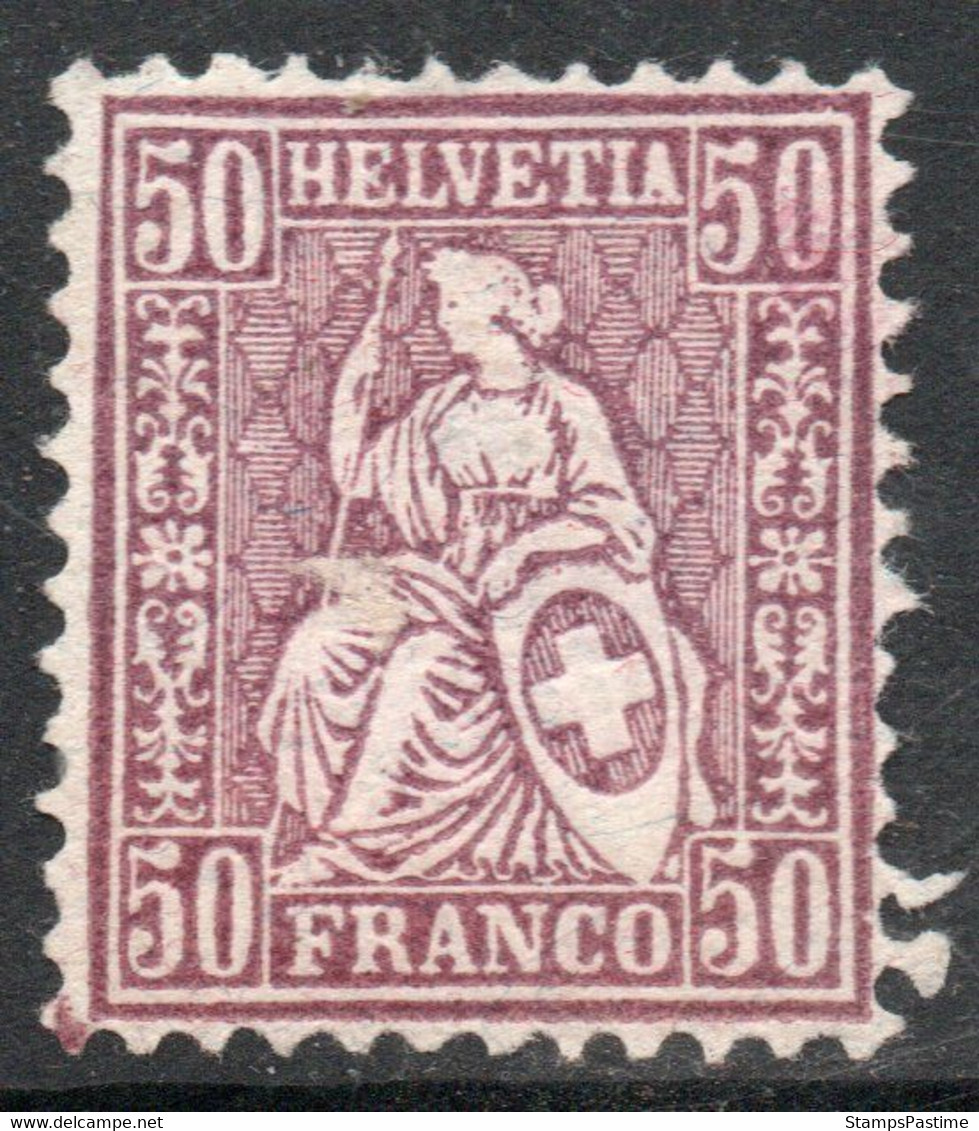 SUIZA - SWITZERLAND Sello Nuevo HELVECIA X 50 Centimes Color Lila Año 1867 - Valorizado En Catálogo U$S 55.00 - Ongebruikt