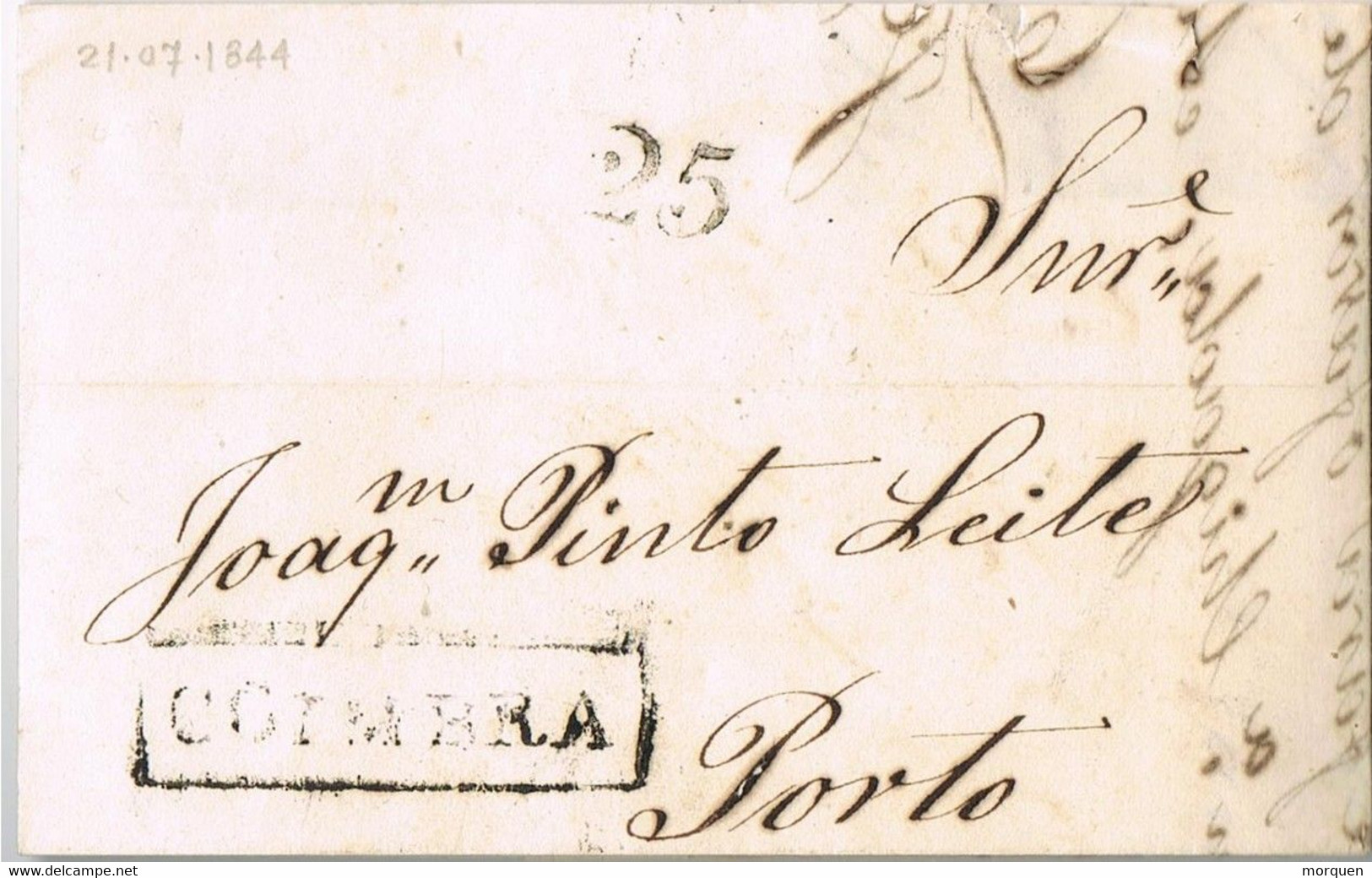 42518. Carta Entera Pre Filatelica COIMBRA (Portugal) 1844 A PORTO - ...-1853 Prephilately