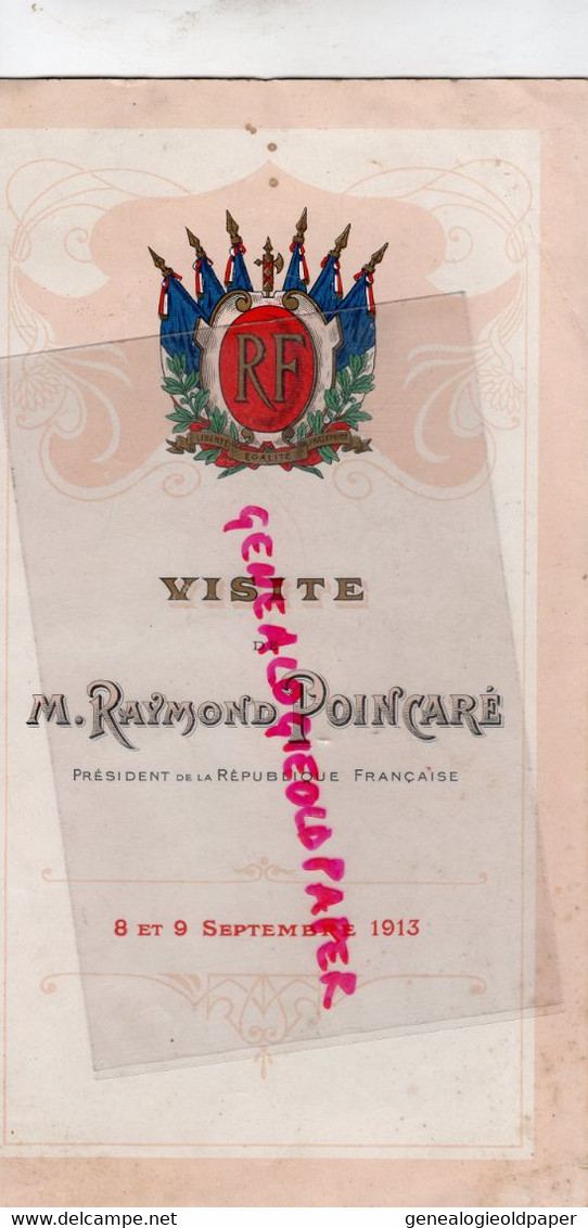 87- LIMOGES- RARE PROGRAMME VISITE POINCARE-1913-CHAMP DE JUILLET-MUSIQUE GARDE REPUBLICAINE-MLLE TROHANOWA-DESLYS-OPERA - Historical Documents