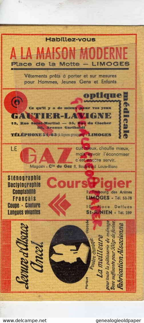87- LIMOGES- PROGRAMME CONSERVATOIRE MUSIQUE -PLACE EVECHE-1942-1943-SALLE BERLIOZ-GERMAINE CERNAY OPERA-GISELLE COUTEAU - Programs