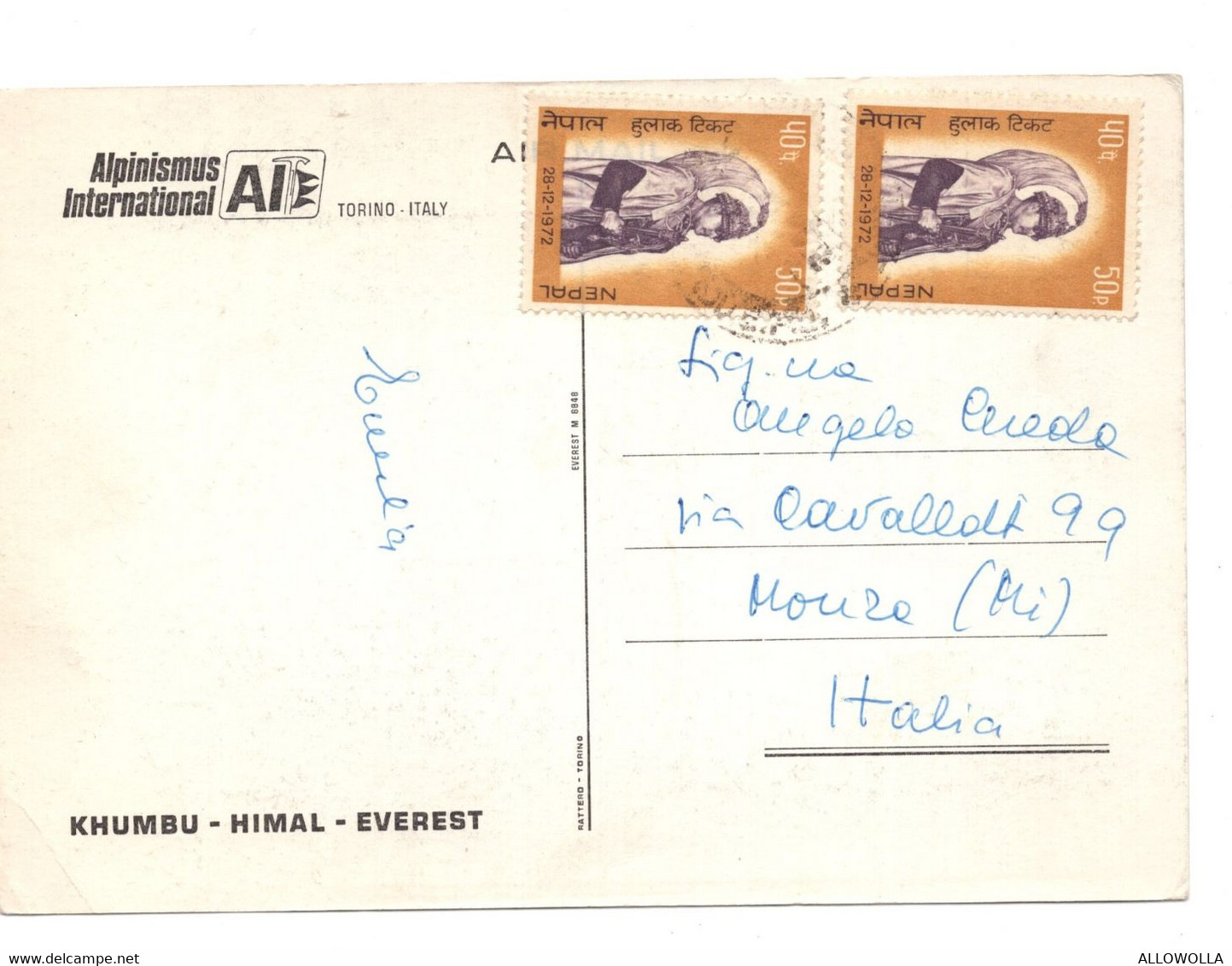 14469 " KHUMBU-HIMAL-EVEREST " VERA FOTO-CART. POST SPED.1972 - Népal