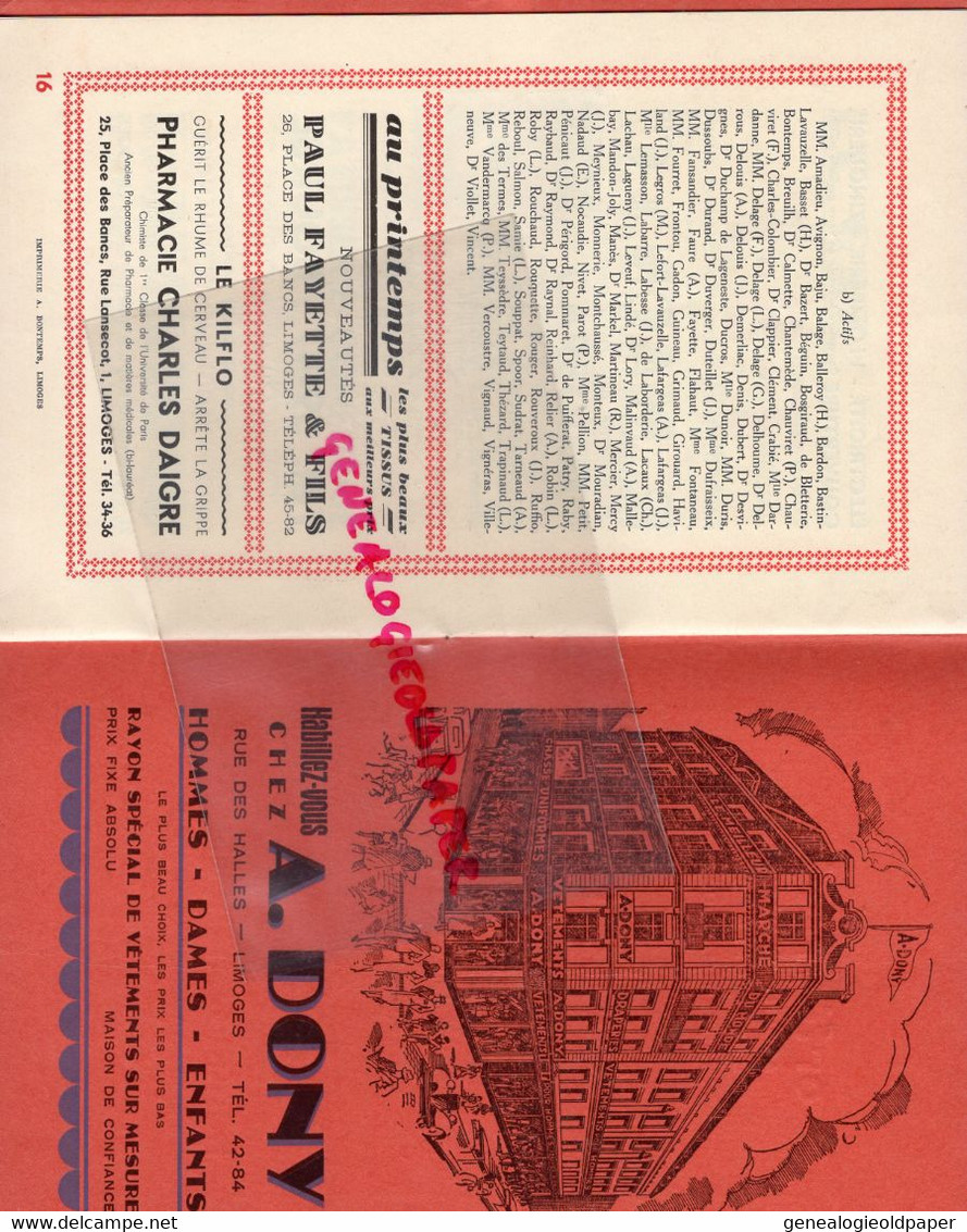 87-LIMOGES- PROGRAMME CONSERVATOIRE MUSIQUE-CONCERTS- 1936-1937-CHARLES PANZERA-BORODINE-FAURE-A.DONY-COIFFE