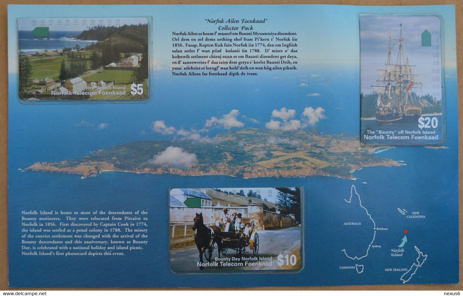 Norfolk Island - Telstra -  (Anritsu) - 1st Issue Euro Pack Limit. Edit Set Of 3 (SCC Issue) Mint In Folder - Isla Norfolk