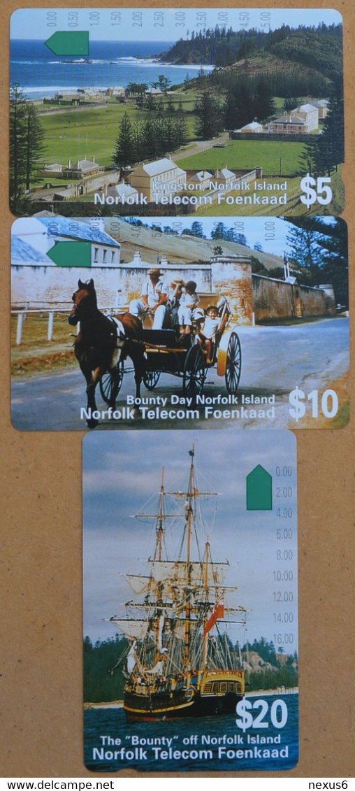 Norfolk Island - Telstra -  (Anritsu) - 1st Issue Euro Pack Limit. Edit Set Of 3 (SCC Issue) Mint In Folder - Isla Norfolk