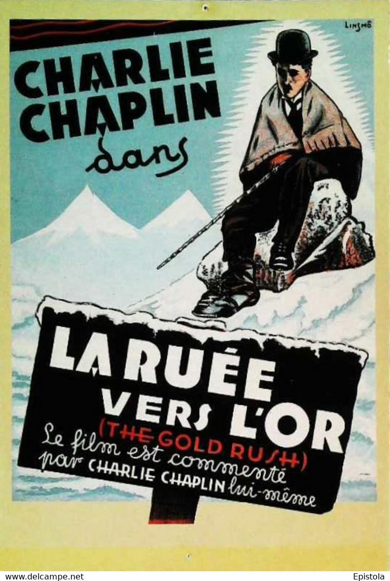 ► CPSM  Carte Affiche De Cinéma  Charlie Chaplin La Ruée Vers L'or - Affiches Sur Carte