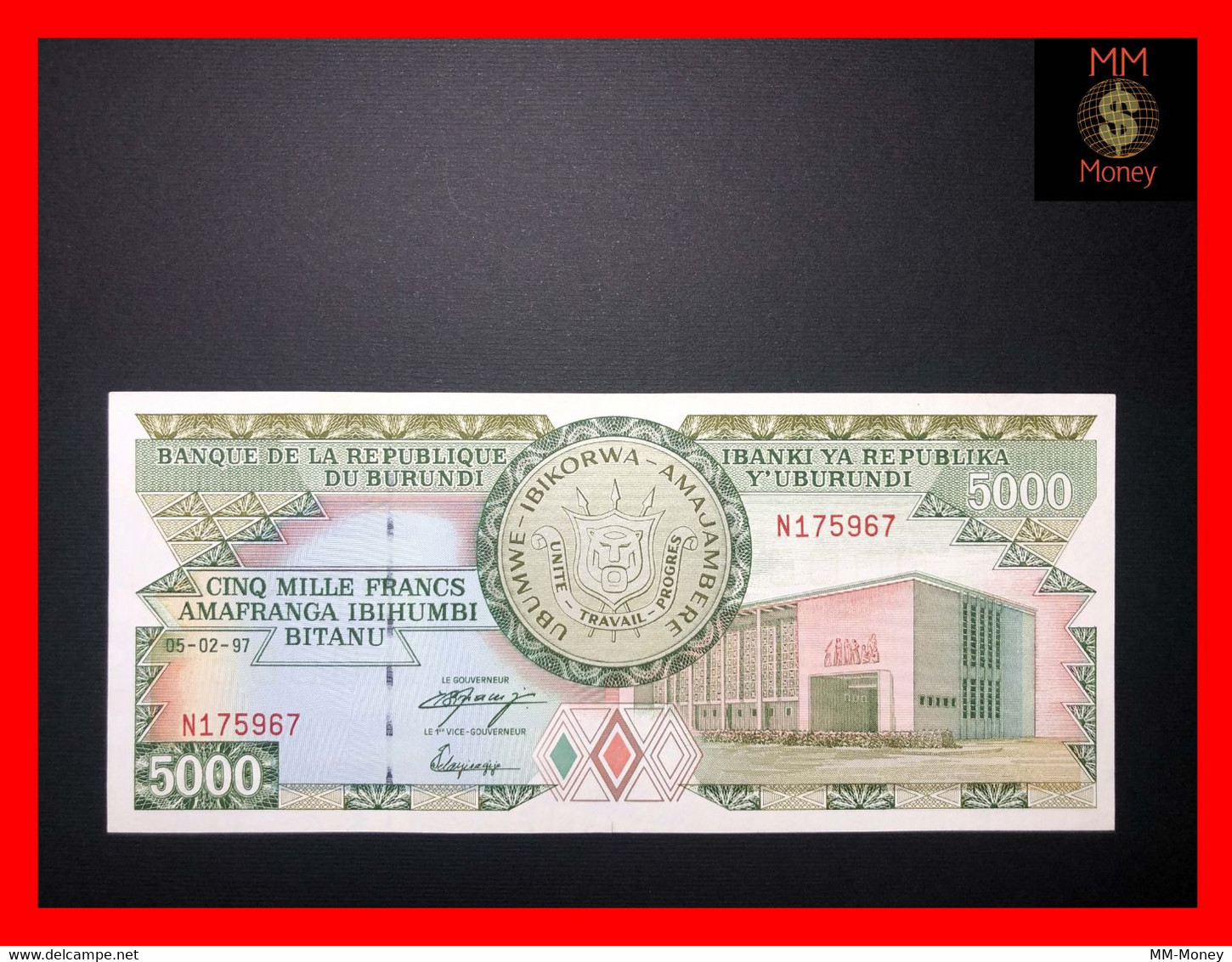 BURUNDI 5.000 5000 Francs  5.2.1997  P. 40  "scarce Note"   Little Cut     XF - Burundi