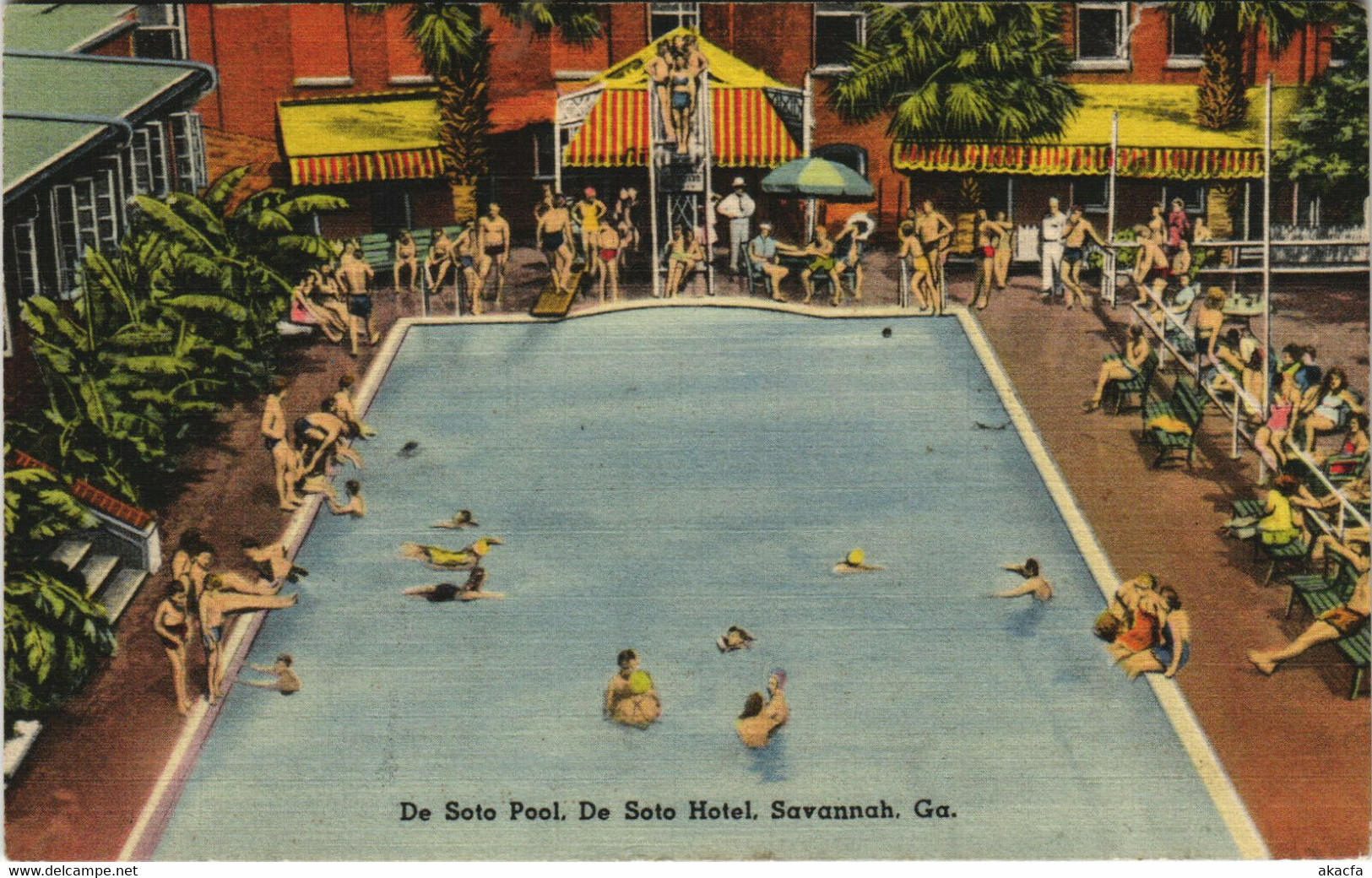 PC US, GA, SAVANNAH, DE SOTO POOL, DE SOTO HOTEL, Vintage Postcard (b32178) - Savannah