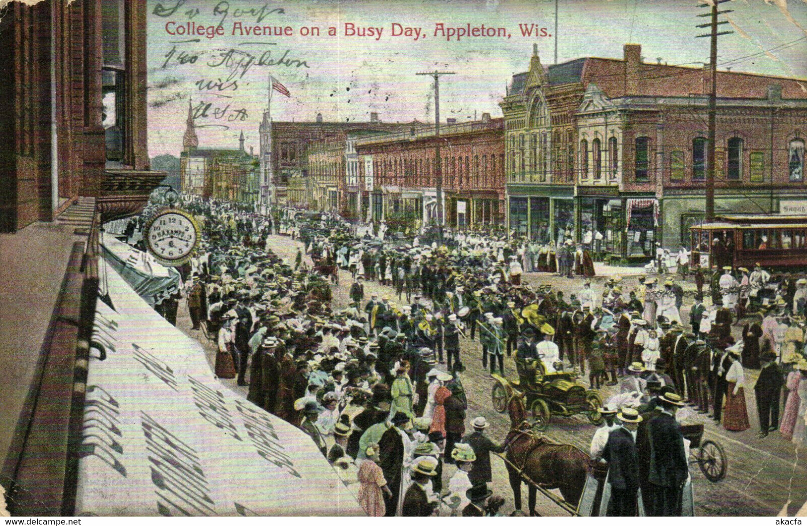 PC US, WI, APPLETON, COLLEGE AVENUE ON A BUSY DAY, Vintage Postcard (b29657) - Appleton