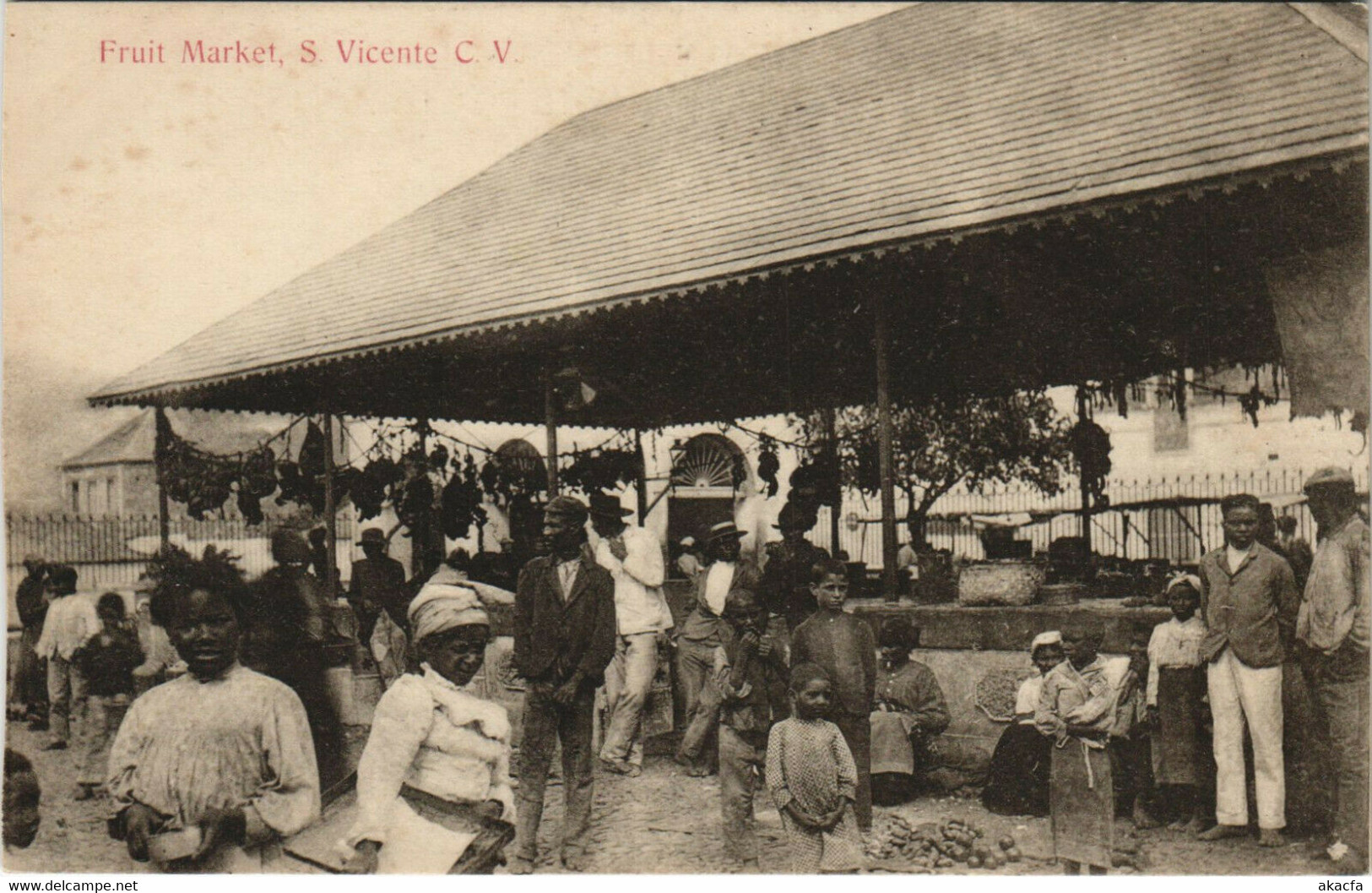 PC CABO VERDE / CAPE VERDE, ST. VINCENT, FRUIT MARKET, Vintage Postcard (b29101) - Cap Vert