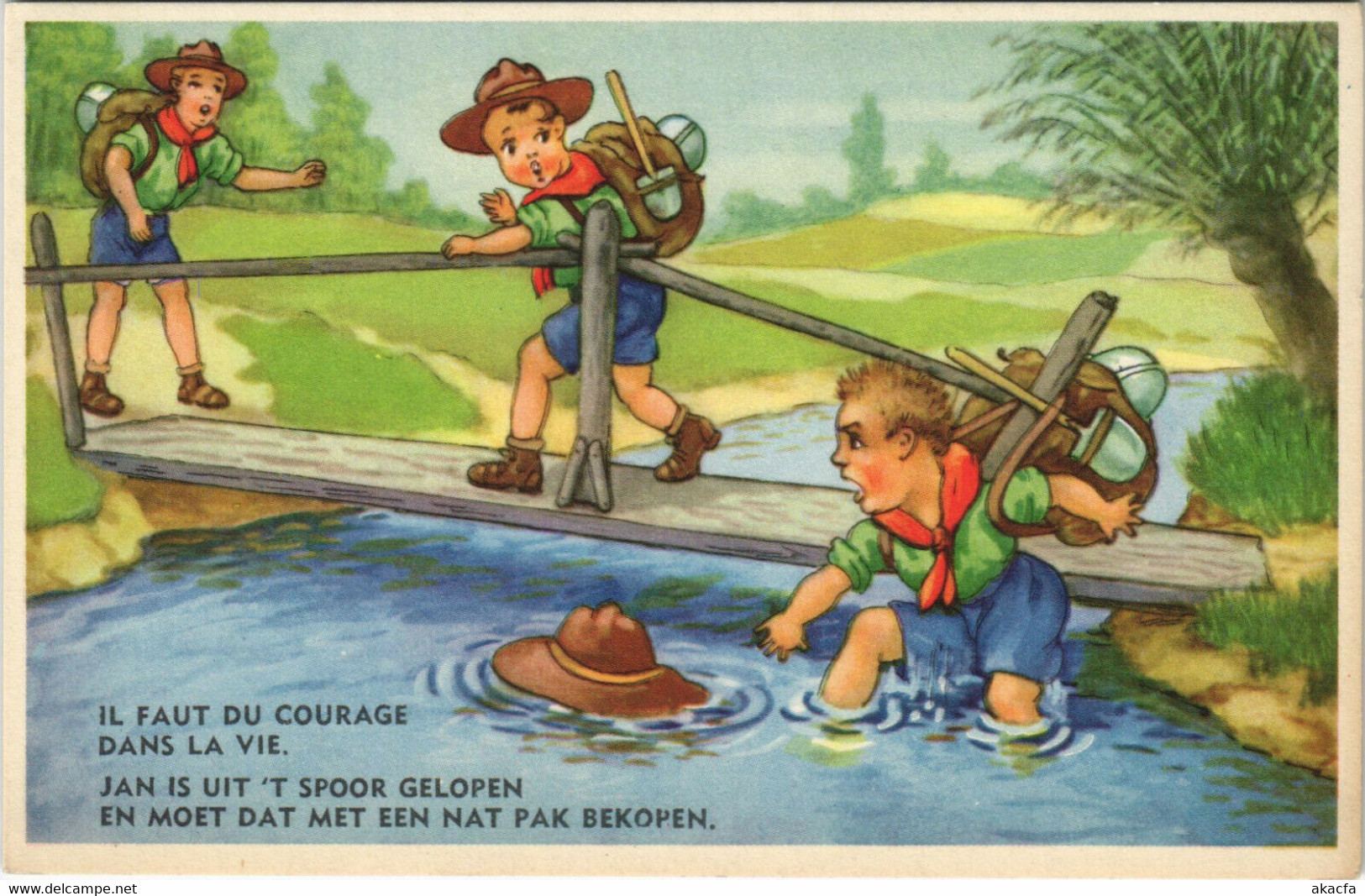 PC SCOUTING, IL FAUT DU COURAGE, Vintage Postcard (b28569) - Scoutisme