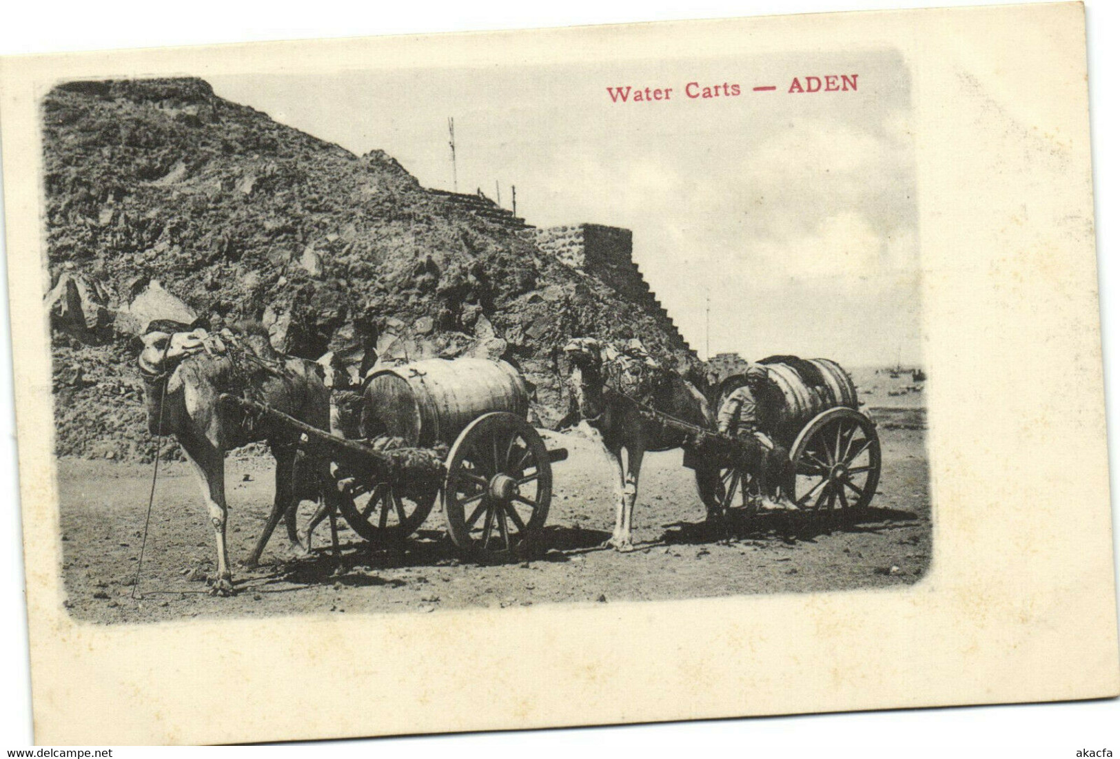 PC YEMEN, ADEN, WATER CARTS, Vintage Postcard (b30286) - Yémen