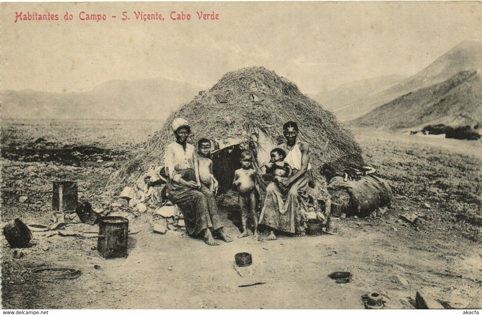 PC PORTUGAL, CABO VERDE, S. VICENTE, HABITANTES, Vintage Postcard (b30318) - Cap Vert