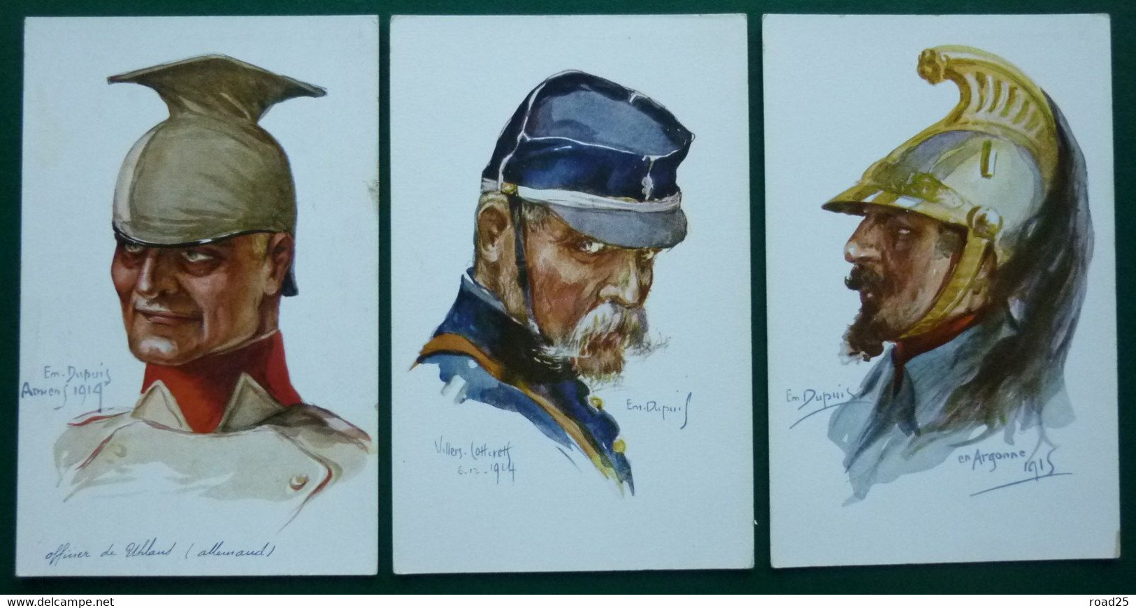 Illustrateur Emile Dupuis - Nos Poilus / Leurs Caboches - Lot De 8 Cartes / Guerre 1914, Militaria, Uniformes Militaires - Dupuis, Emile