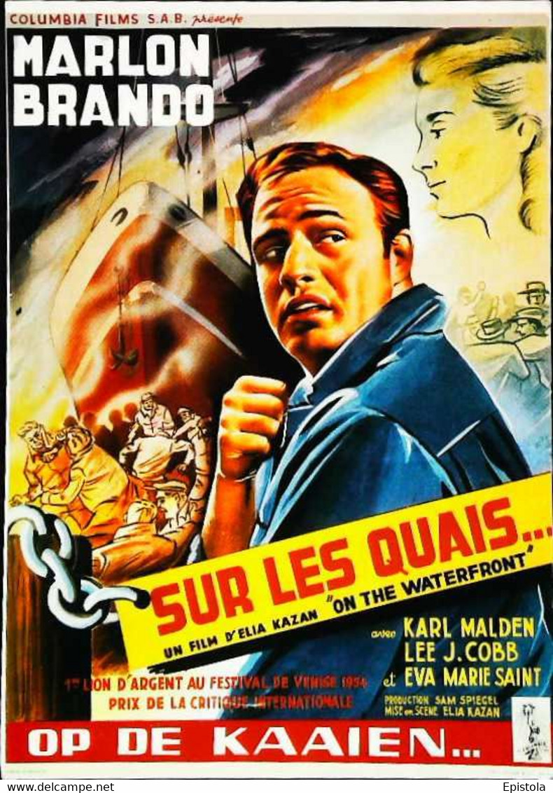 ► CPSM  Carte Affiche De Cinéma   Sur Les Quais Marlon Brando - Affiches Sur Carte