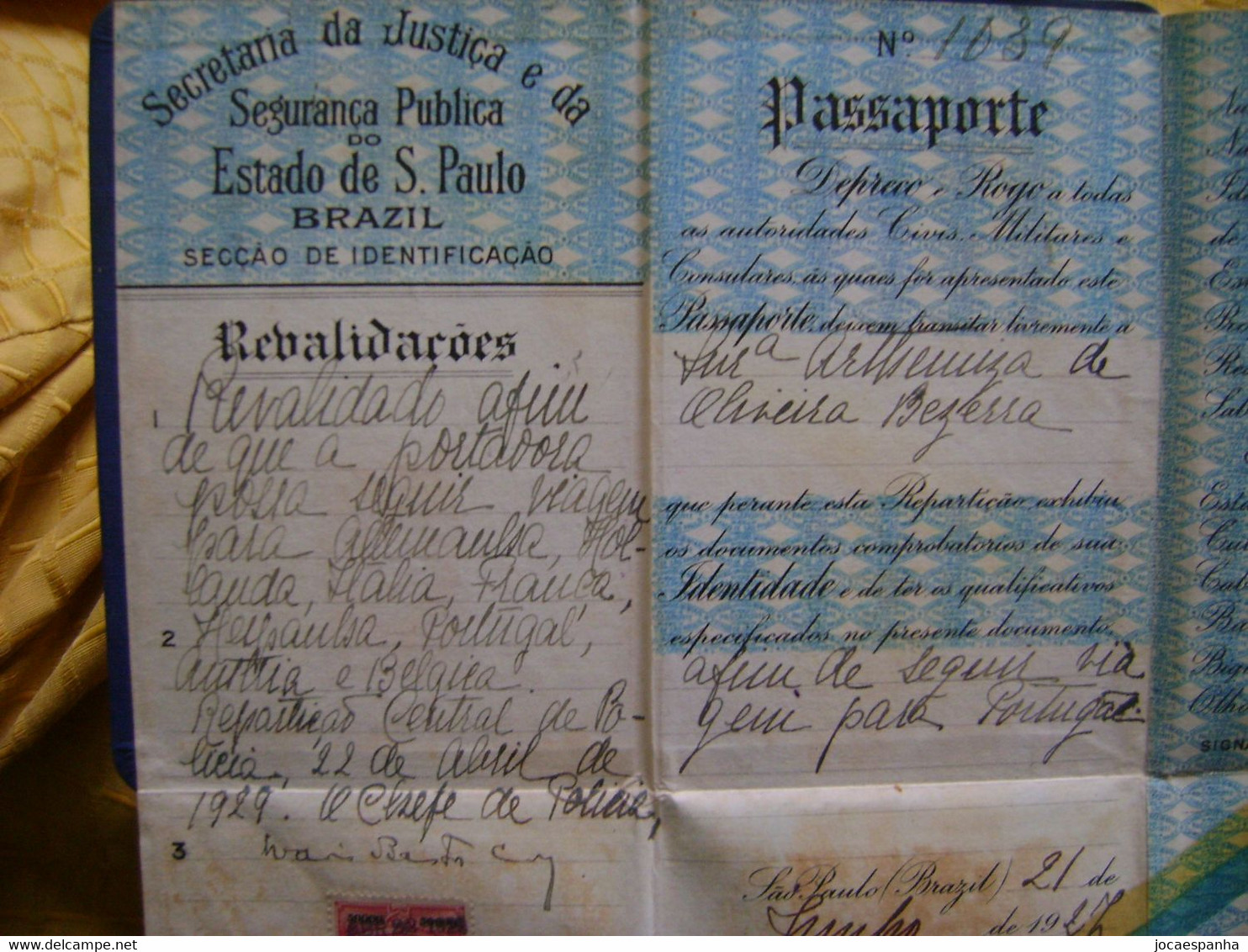 BRAZIL / BRASIL - PASSPORT ISSUED IN SAO PAULO IN 1927 IN THE STATE - Historische Dokumente