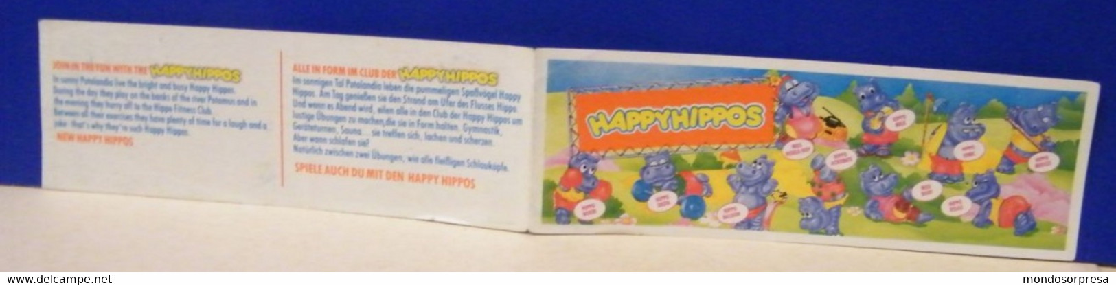 (AB111) CARTINA  KINDER FERRERO PAESI P-E-B-NL-GB-A-CH- HAPPYHIPPOS HAPPY HIPPOS HAPPYPOTAMI - Istruzioni