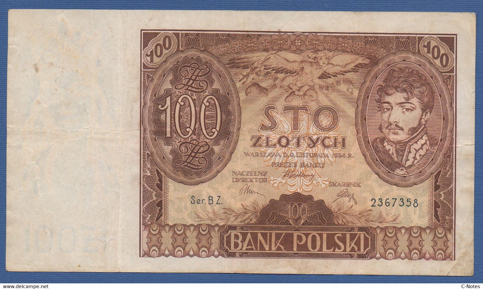 POLAND - P. 75 – 100 Złotych 1934  Circulated  Serie BZ 2367358 - Pologne