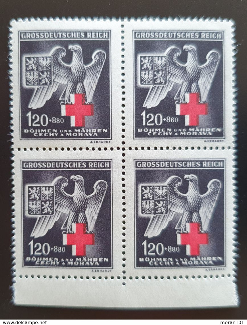 Böhmen Und Mähren 1943, Plattenfehler Mi 132 Vierer Block MNH(postfrisch) - Ongebruikt