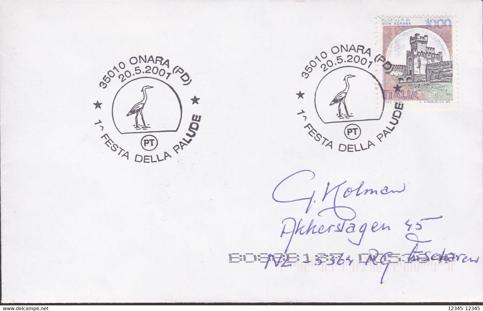 Italië 2001, Letter To Netherland, Stamped With A Bird Motif - 2001-10: Storia Postale
