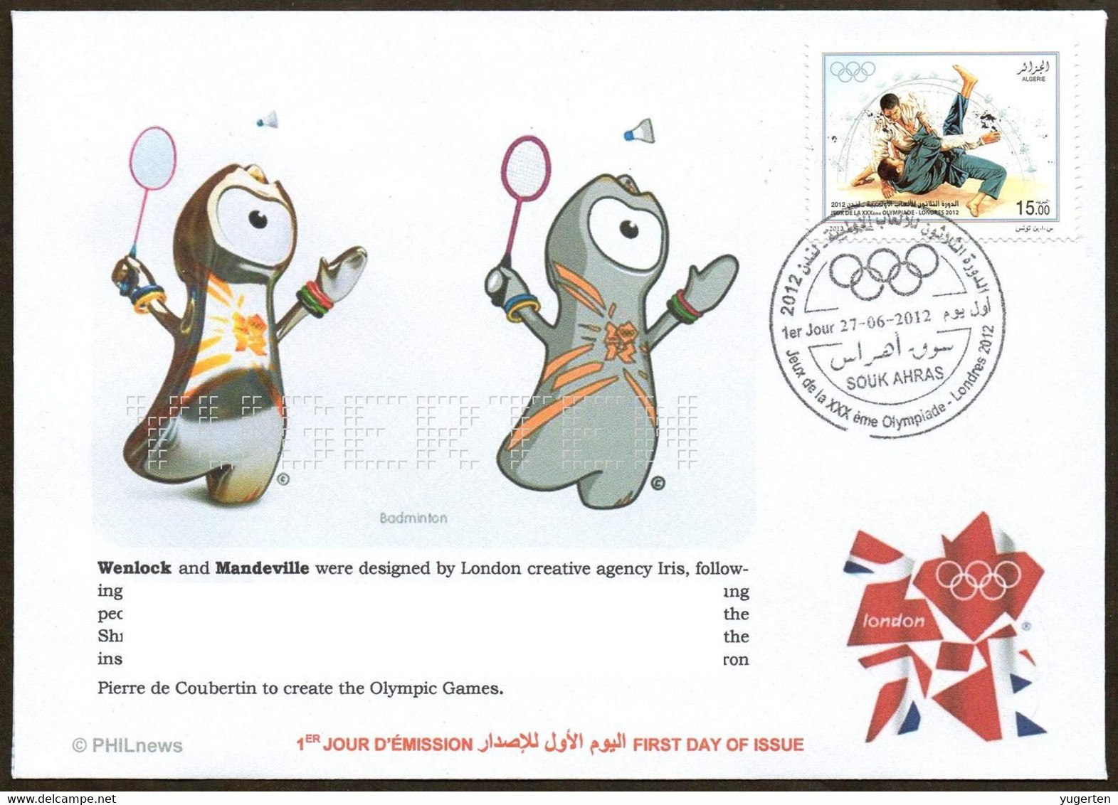 ALGERIJE - FDC - Badminton - Olympic Games London 2012 - Olympics - Olympische - Olímpicos - Badminton