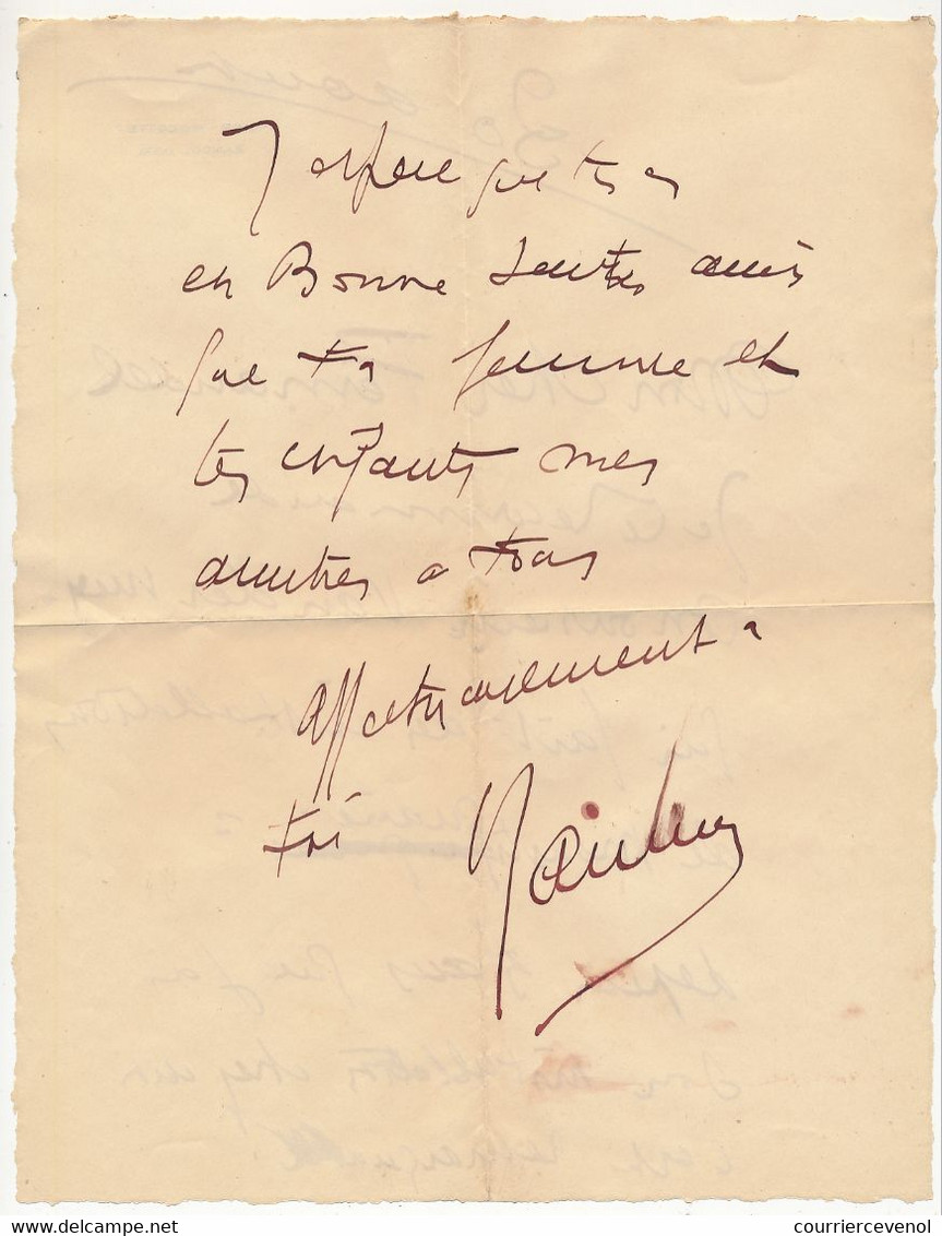 Lettre Autographe De RAIMU, En-tête "Ker-Mocotte" Bandol (Var) Adressée à Fernandel - 30 Aout (1940) - Andere & Zonder Classificatie