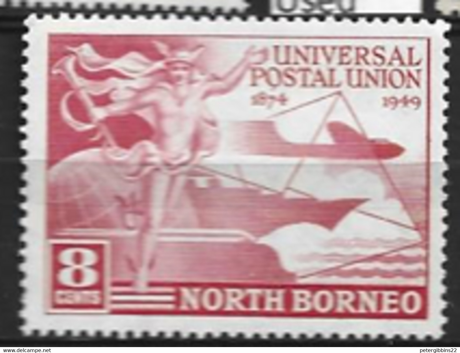 North  Borneo  1949  SG 353  8c  U P U  Lightly Mounted Mint - Borneo Del Nord (...-1963)