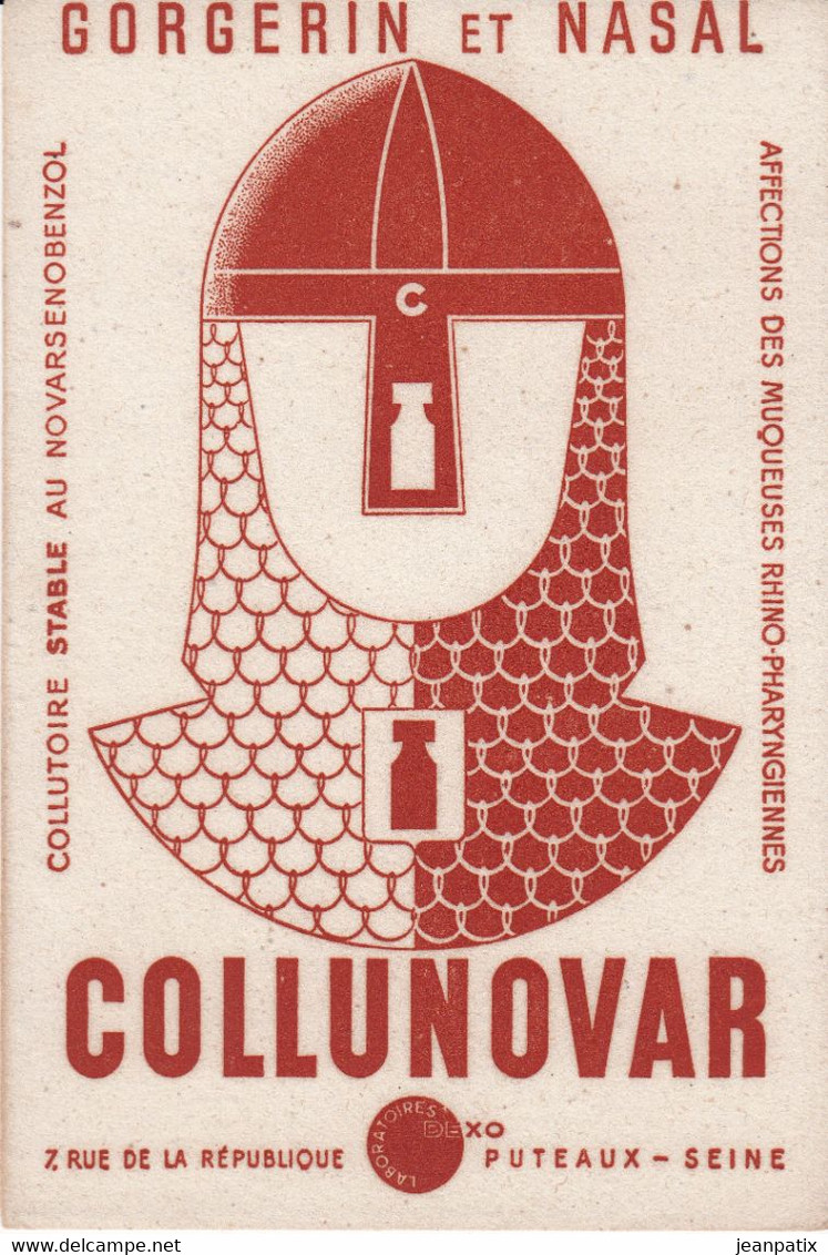 BUVARD & BLOTTER - COLLUNOVAR - Gorgerin Et Nasal - PUTEAUX - Casque Chevalier - Produits Pharmaceutiques