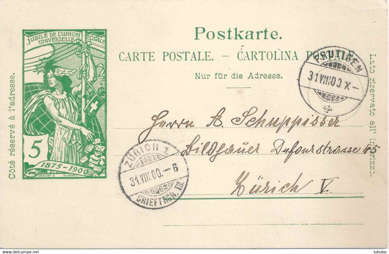 PK 31  UPU  Frutigen - Zürich             1900 - Entiers Postaux