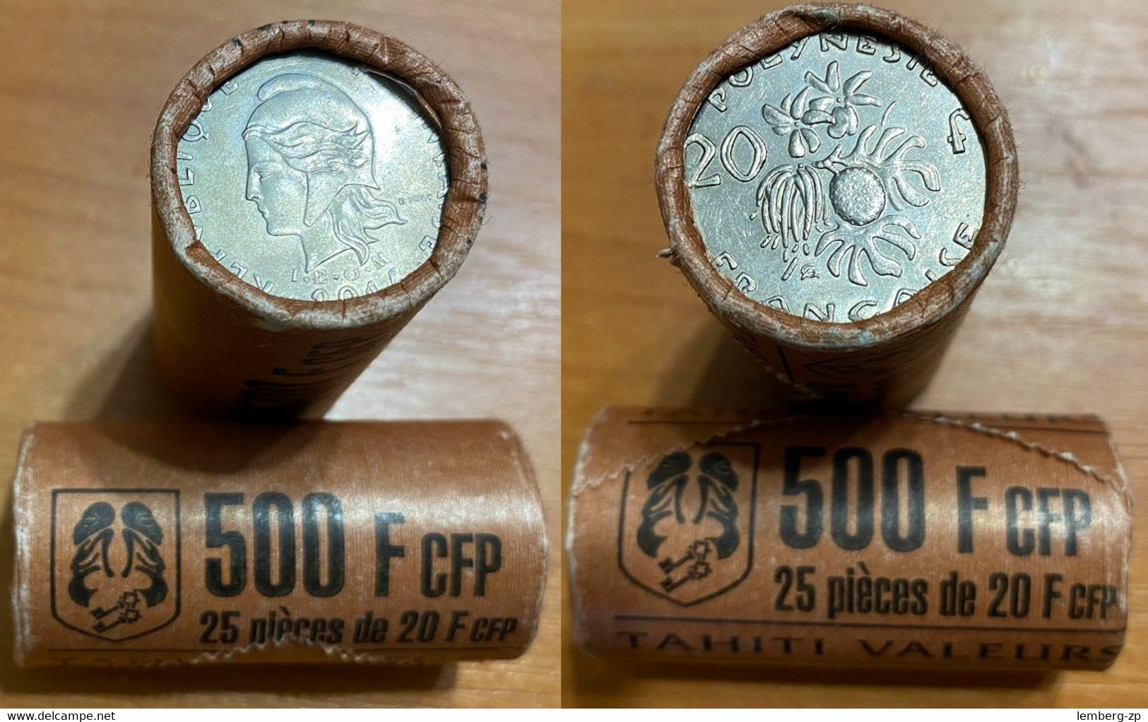 French Pacific Tahiti - 25 Pcs X 20 Francs XF Roll Mixed Coins From Circulation Lemberg-ZP - Tahití