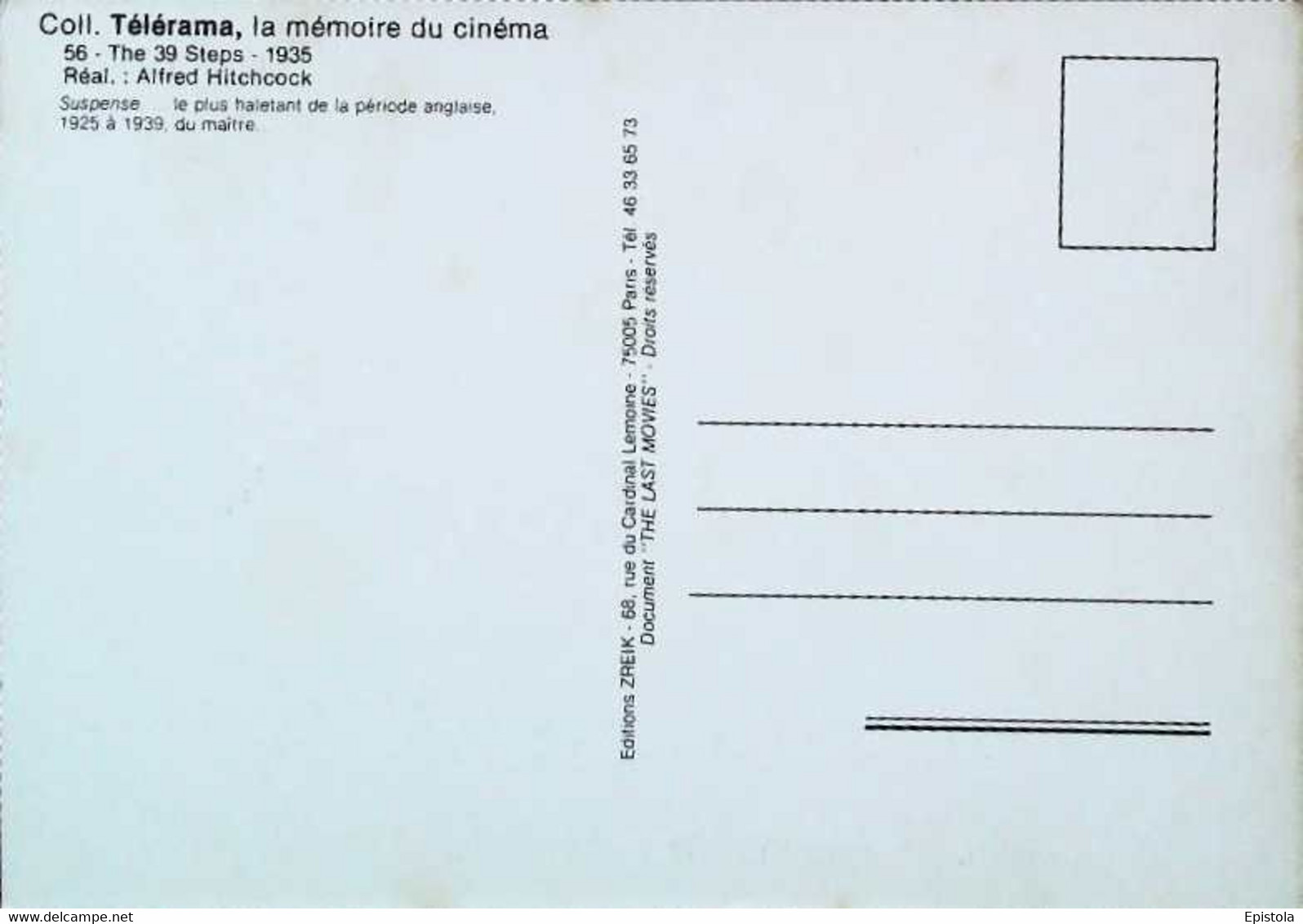 ► CPSM  Carte Affiche De Cinéma  Les 39 Marches - Affiches Sur Carte