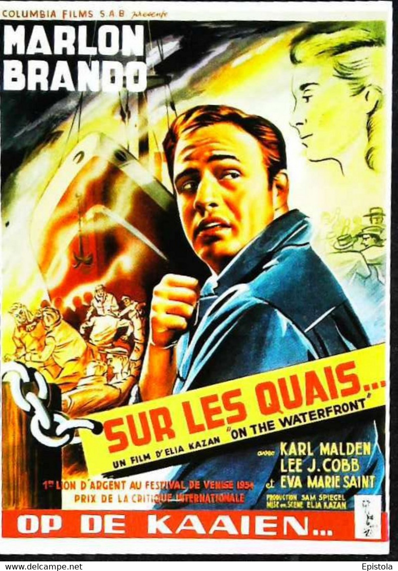 ► CPSM  Carte Affiche De Cinéma Sur Les Quais Marlon Brando - Affiches Sur Carte