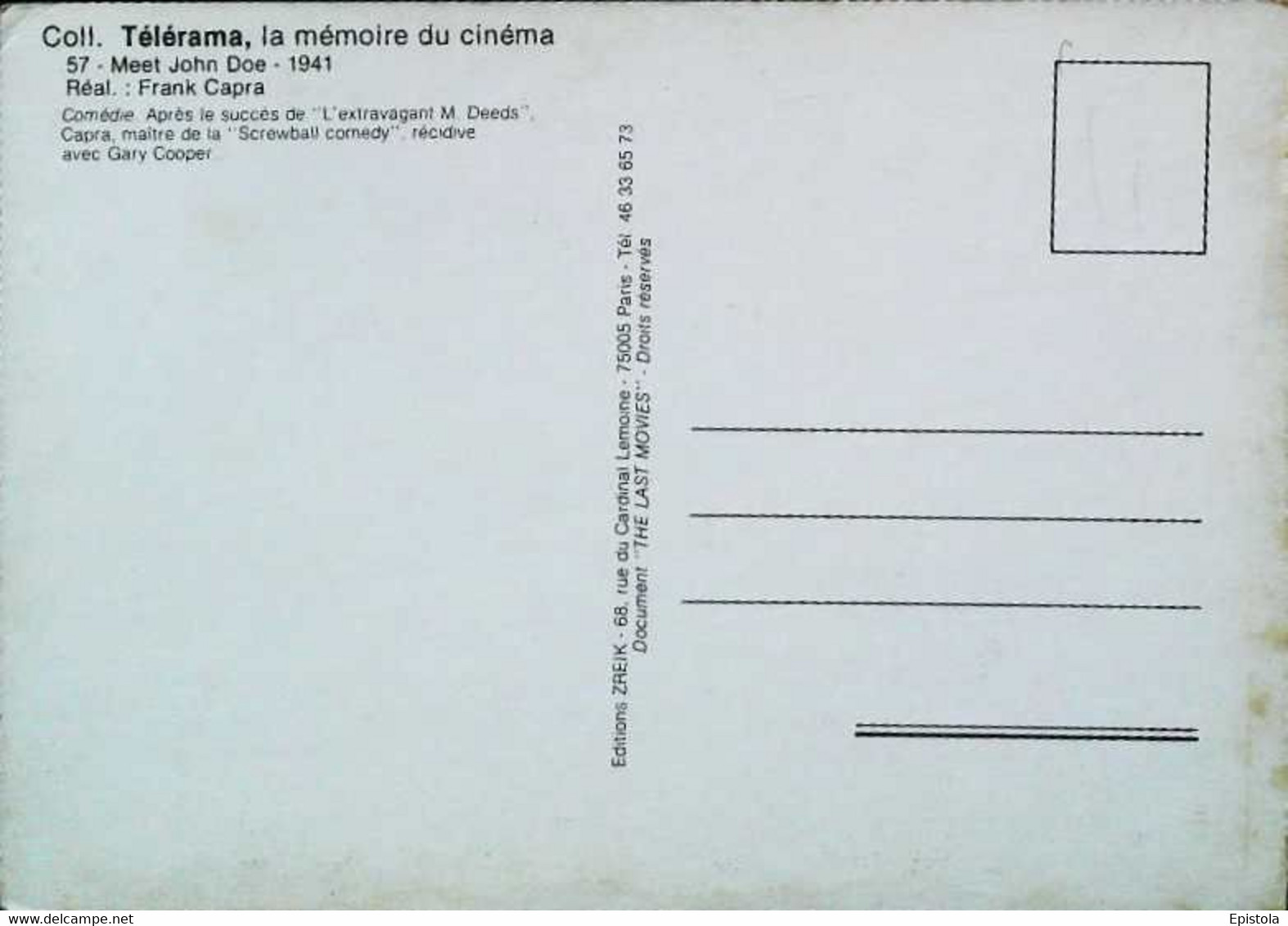 ► CPSM  Carte Affiche De Cinéma  L'homme De La Rue   Gary Cooper - Affiches Sur Carte