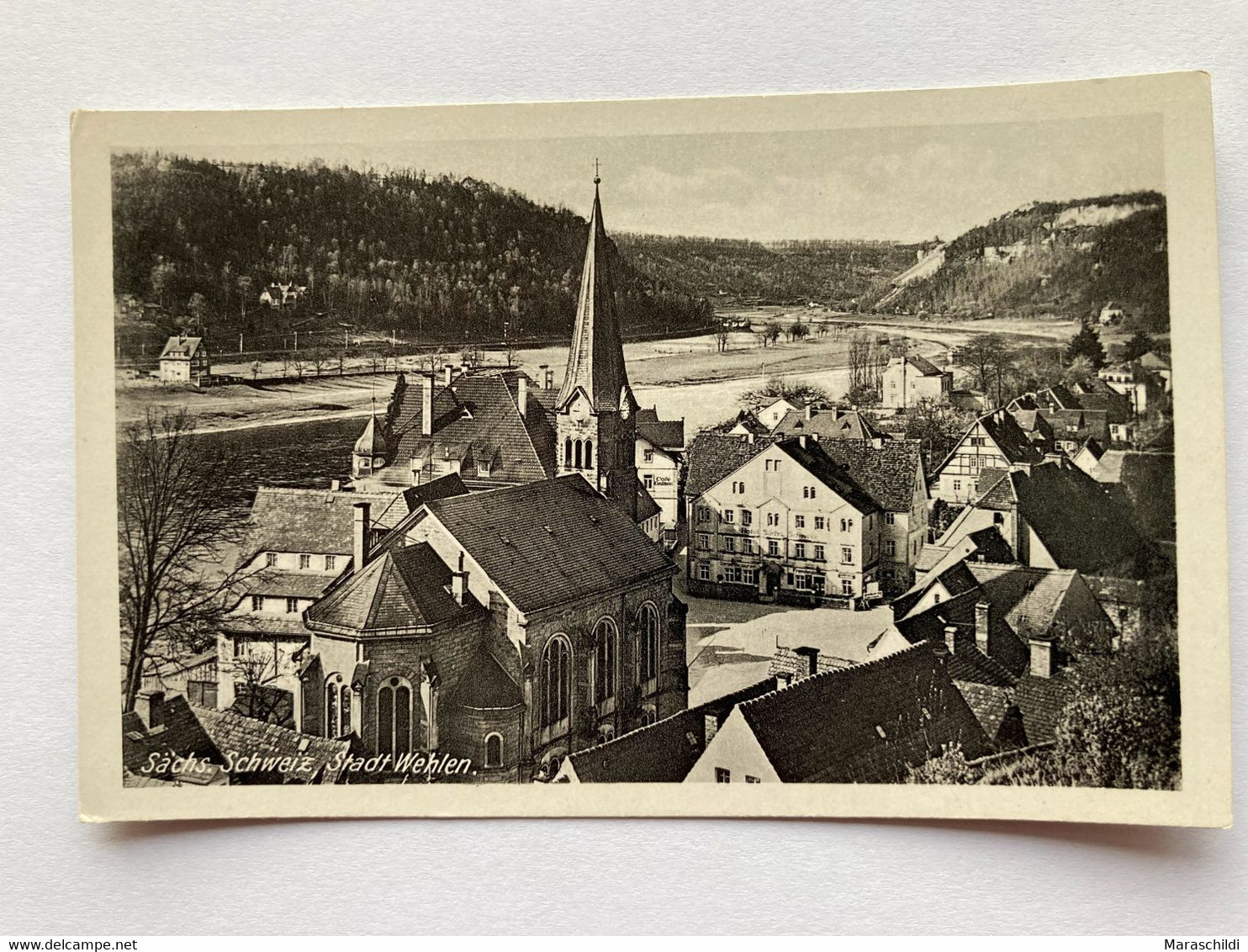 Wehlen, Sächsische Schweiz, Panoramaansicht Mit Kirche - Wehlen
