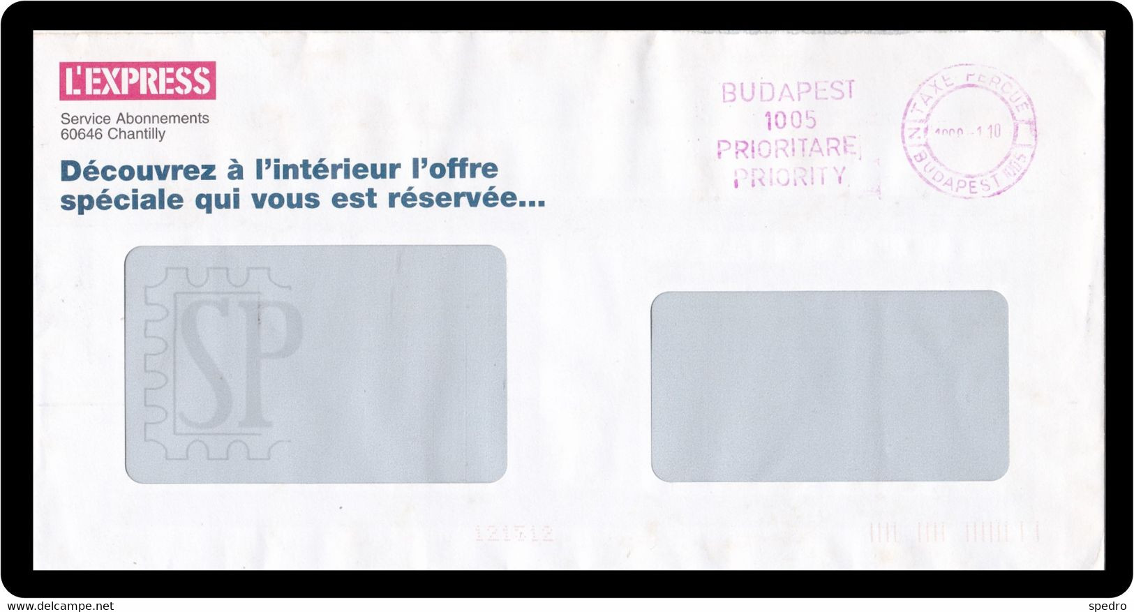 France Flamme Rose Budapest 1005 Pictorical Cancellation Port Payé Flamula Taxe Perçué L'Express Abonnements Budapest - Vrijstelling Van Portkosten