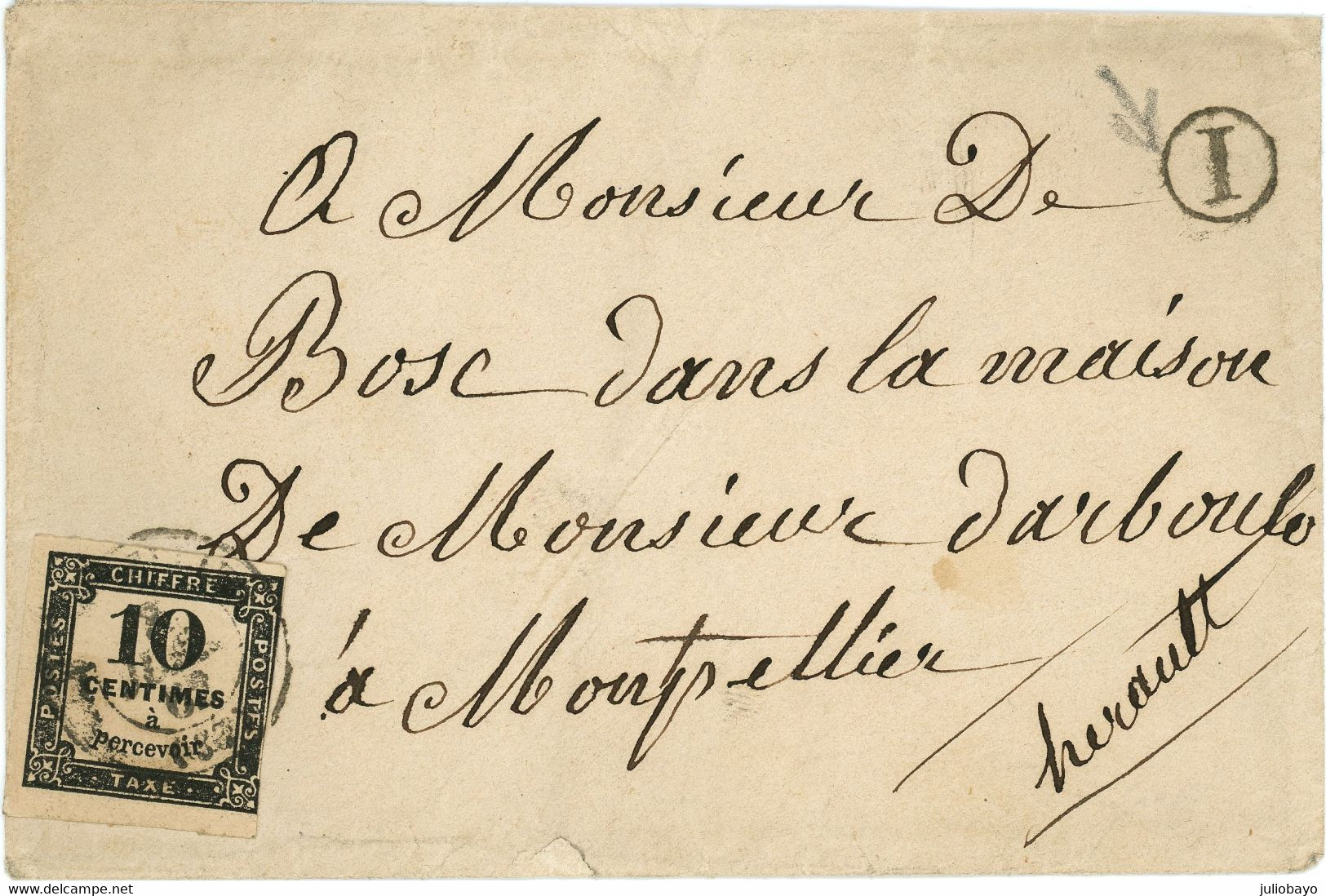 8 Juin 1862 Taxe N°2 Sur Lettre De Montpellier,boite Rurale I - 1859-1959 Covers & Documents
