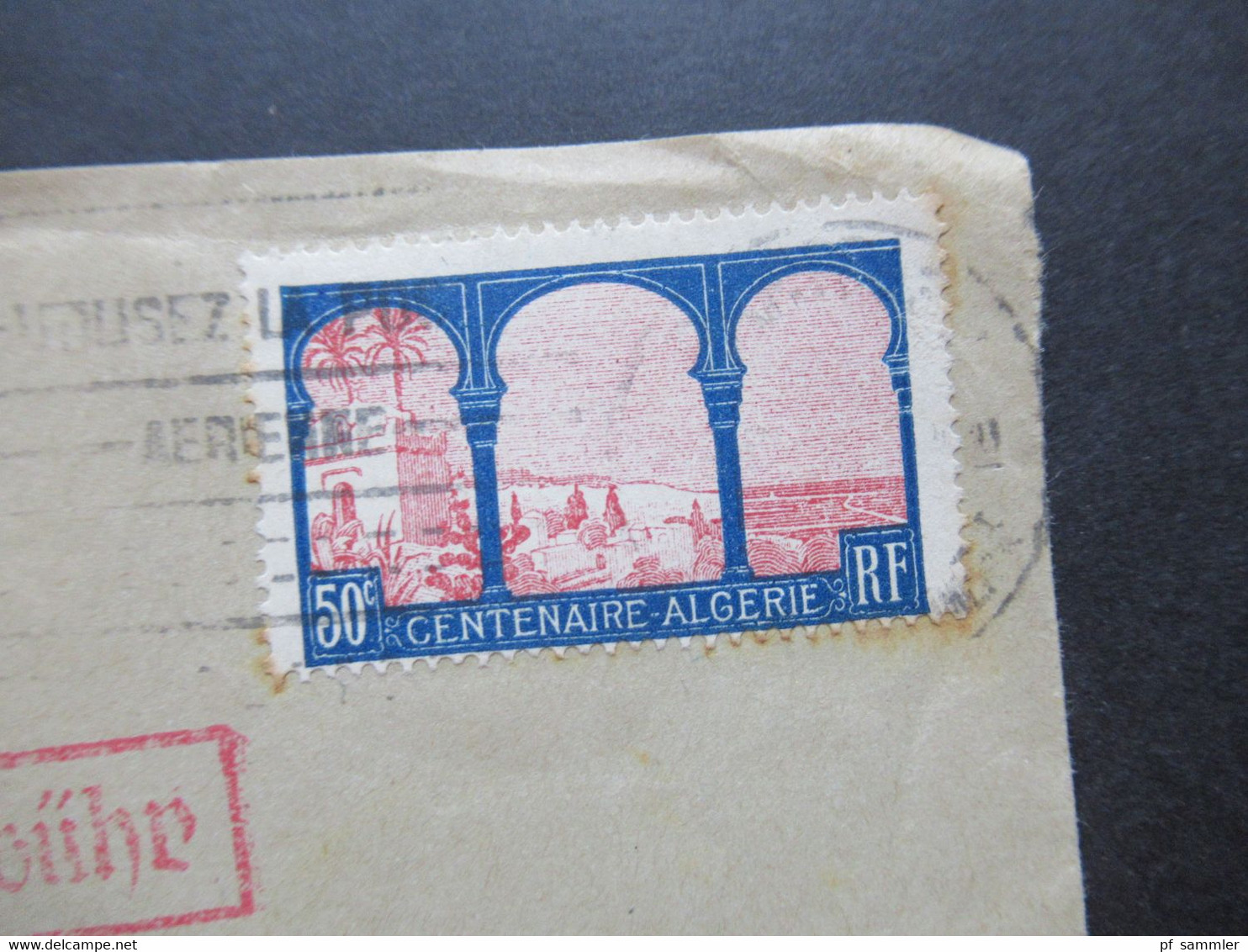 Frankreich 1930 Kolonie Algerien Umschlag Y.A. Chauvin Organisation Methodique Nachgebühr Stempel Und Blaustift Taxe 30 - Storia Postale