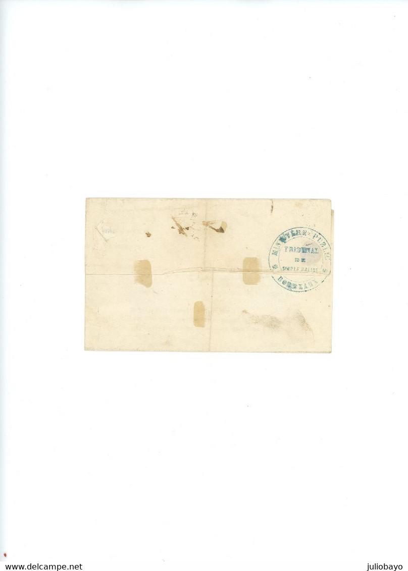 2 Novembre 1860 Taxe N°2A TTB Sur Lettre De Bordeaux - 1859-1959 Lettres & Documents