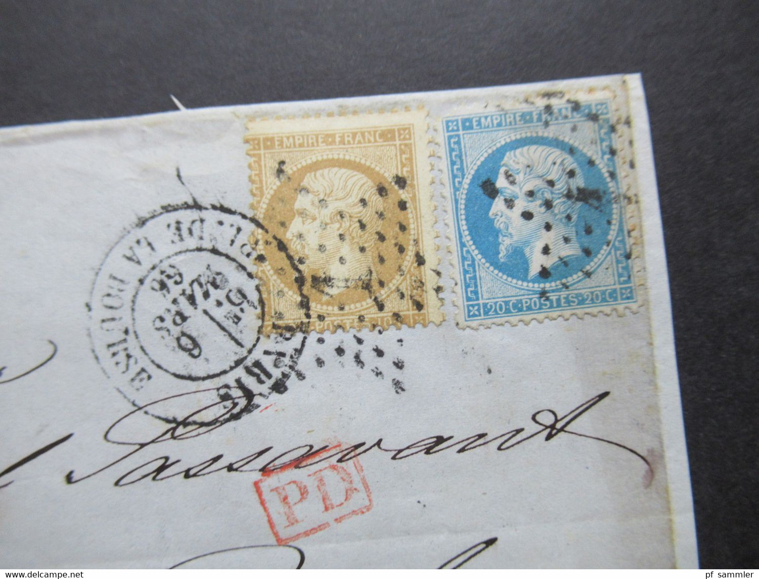 Frankreich 1866 Napoleon III MiF Briefstück / Briefvorderseite (VS) Auslandsverwendung Paris - Bale (Basel) PD - 1862 Napoleon III
