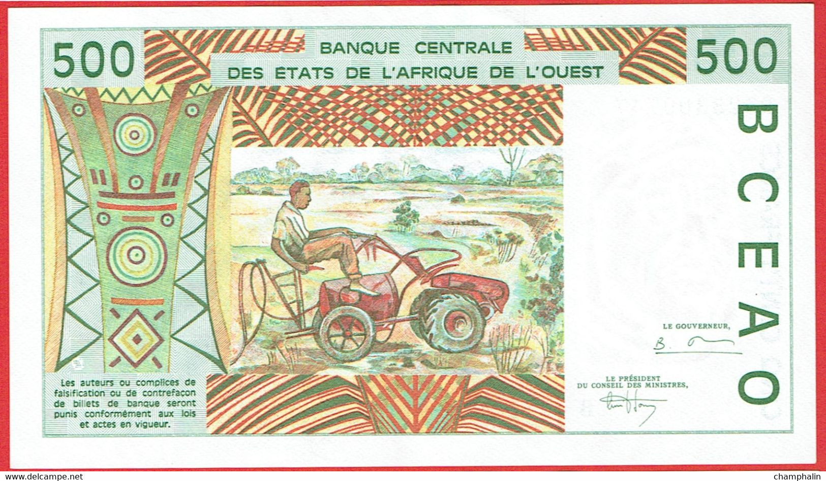 Etats D'Afrique De L'Ouest - Billet 500 Francs Banque Centrale BCEAO - Non Daté (1995) - Lettre B Bénin - P230Bf - Neuf - West-Afrikaanse Staten