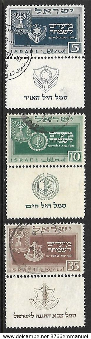 ISRAEL N°18 A 20  AVEC TABS - Usados (con Tab)